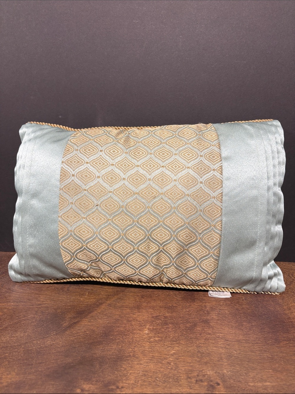 Waterford Linens Decorative Light Blue and Gold Patterned Throw Pillow
